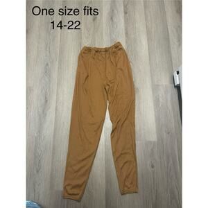 Vintage Mooncraft Women's Pants Brown Solid Cotton Polyester Elastic Waist